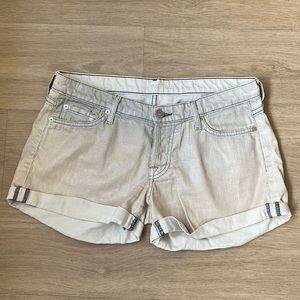 7 for All Man Kind Silver metallic light blue denim shorts